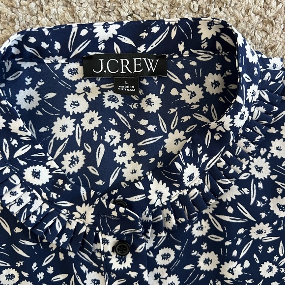 J.Crew Puff-sleeve button-up top in garden stamp floral size L - Picture 4 of 5